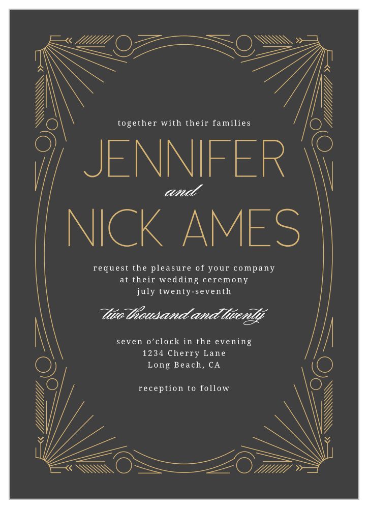 Framed Art Deco Foil Wedding Invitations