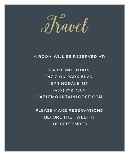 Many of your guests will travel a long distance to be at your big event, so make sure they know the best places to stay and how to travel to be at your wedding with the Illustrated Corner Wreath Foil Accommodation Cards!