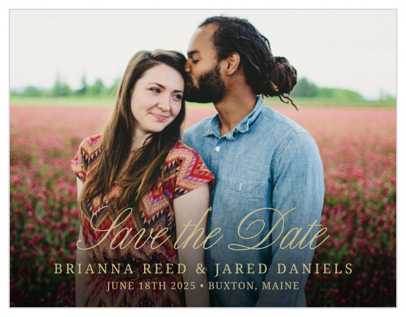 The Modern Forever Foil Save-the-Date card gives your a card a fresh look. Add some extra class by making the text foil! Upload a picture of you and your partner to make this the perfect save-the-date for your wedding.