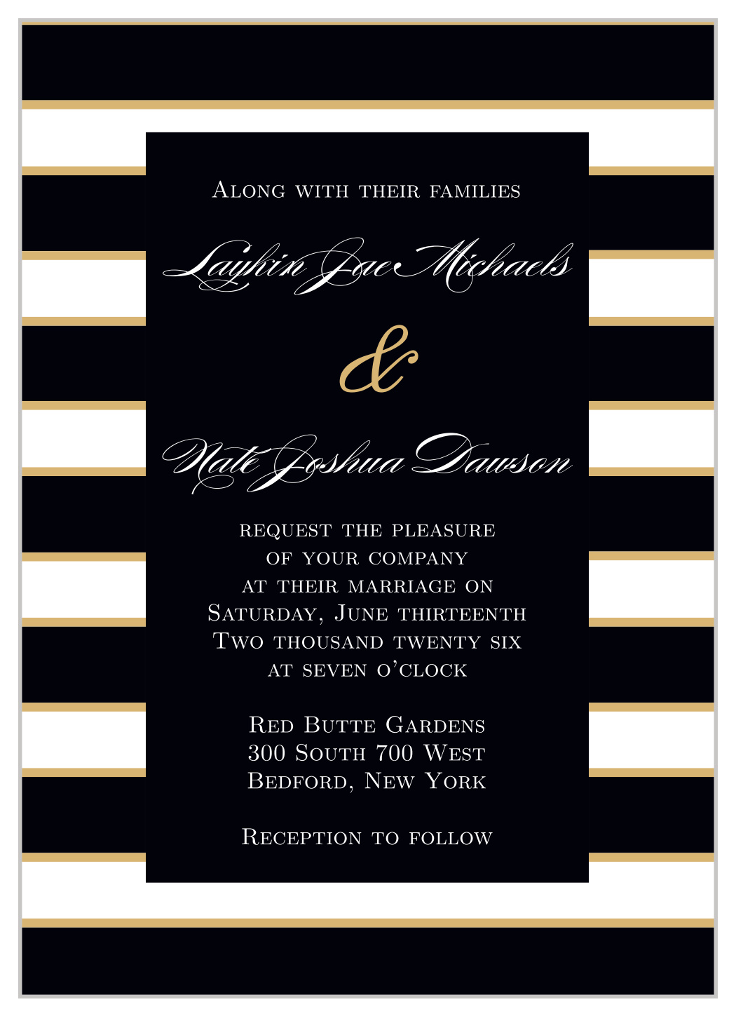 Elegant Foil Stripes Wedding Invitations