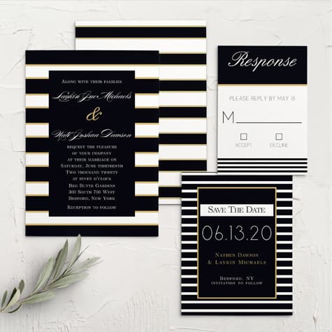 Elegant Foil Stripes Wedding Invitations