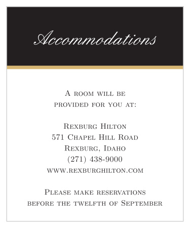 Many of your guests will travel a long distance to be at your big event, so make sure they know the best places to stay and how to travel to be at your wedding with the Elegant Foil Stripes Accommodation Cards!