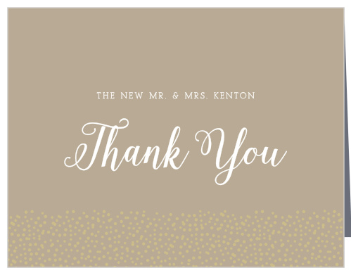 The Gold Confetti Dots Foil Thank You card uses beautiful fonts to show your gratitude to your guests.