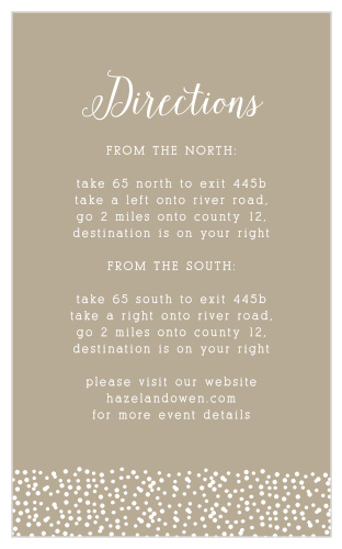 Don’t over crowd your invitation with too much information! The consistent theme of foil dots will give your cards something special.