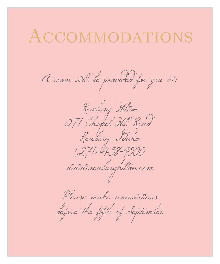 Illustrated Rose Foil Accommodation Cards 