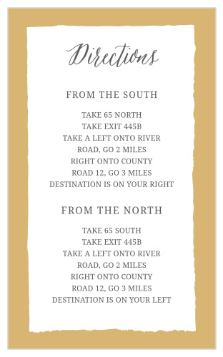 The Painted Border Foil direction cards are have an old-time look with a hand painted borer style and offer plenty of room for your wedding direction details.