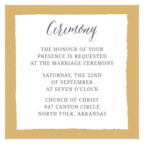 The Painted Border Foil Ceremony cards offer a vintage feel with a painted border and your choice of colors.