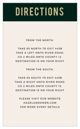 If you are looking for a bold direction card to match your unique eye catching The Photo Romance Foil photo wedding invitation, then The Photo Romance Foil direction card is the right enclosure card for you.