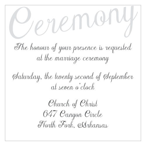 Plain Elegance Foil Ceremony Cards