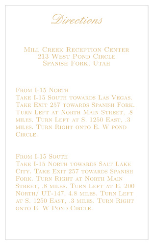 The Simple Luxury Foil Direction card ensures your guests will arrive without an delays. The additional foil will give it the classy look you are looking for.