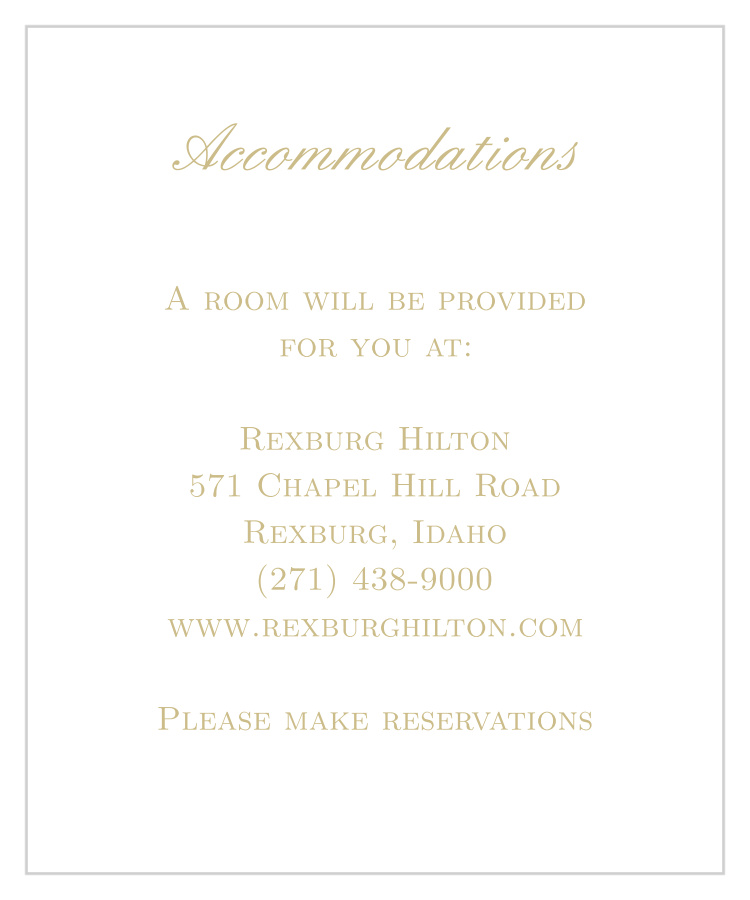 Simple Luxury Foil Accommodation Cards 