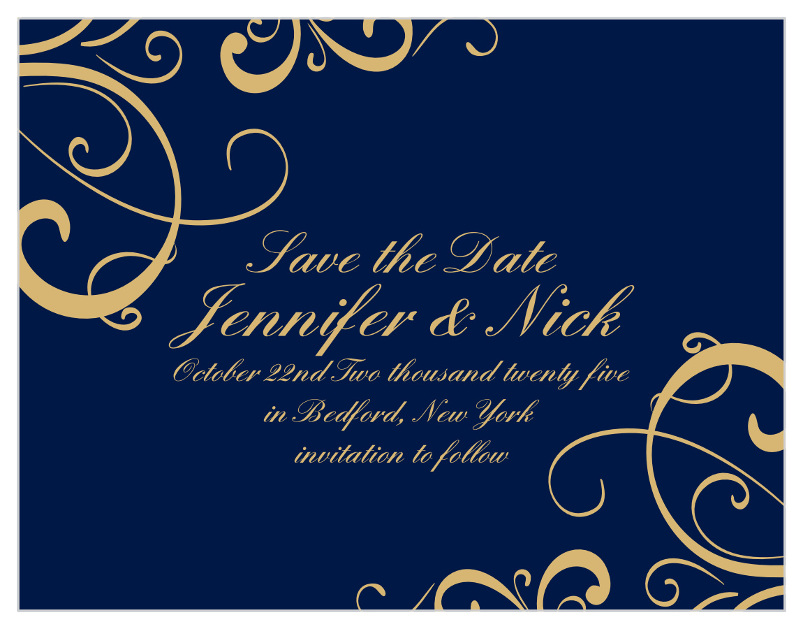 Simple Swirls Foil Save the Date Cards