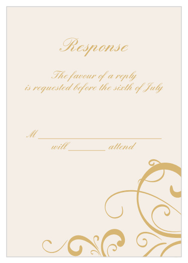 Have your guests RSVP in style with these Simple Swirls Foil response cards! One size fits all. Choose from unlimited color and font options to fit accordingly!