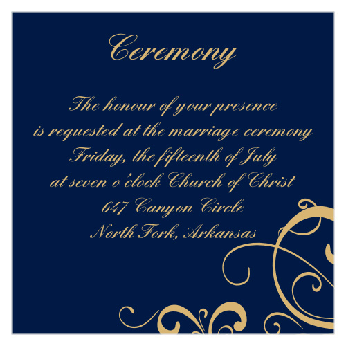 The Simple Swirls Foil ceremony cards will go great with the Simple Swirls wedding invitation set! Personalize the cards to fit your theme perfectly!
