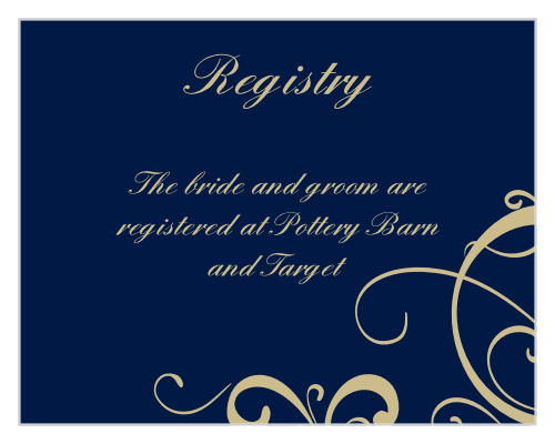 The Simple Swirls Foil Registry cards offers simple grace and beauty in design. Share your registry information with your guests.