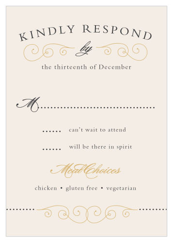 The Swirl Frame Foil Response Cards are the perfect way to get a head count for your upcoming wedding.