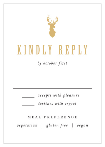 Gather a headcount of all that plan to attend your wedding with our Camo & Antlers Response Cards.