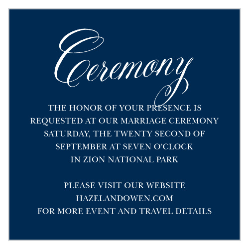 The Royal Scrolls Foil Ceremony Cards are the perfect way to invite the most important guests to be at your wedding ceremony.