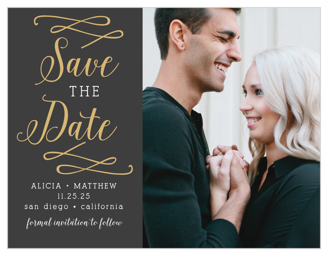 Whimsical Calligraphy Foil Save the Date Cards