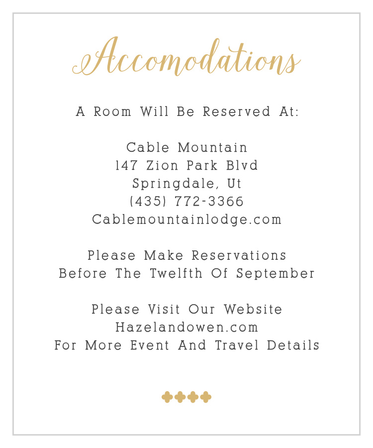 Whimsical Calligraphy Foil Accommodation Cards 