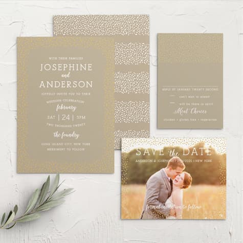 Confetti Dots Foil Wedding Invitations