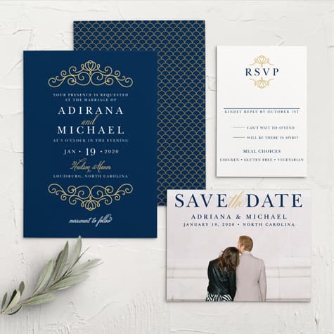 Royal Scrolls Foil Wedding Invitations
