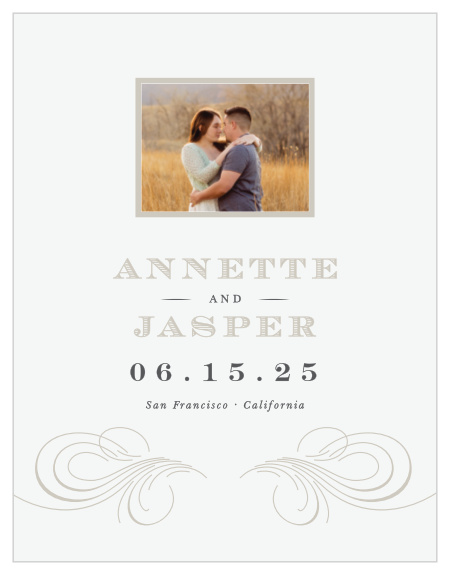 Our Streamlined Scroll Save the Date Cards are sure to have family and friends marking their calendars for your upcoming wedding.