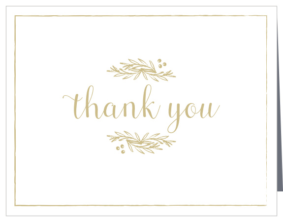 Express your gratitude to family and friends with the Delicate Laurel Foil Thank You Card. Customize each element of its foil design to create a card unique to your style! 