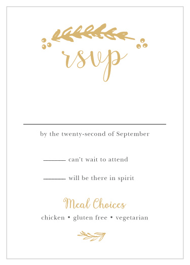 RSVP cards have never been as simply beautiful nor as beautifully simple as the Delicate Laurel Foil Response Cards!