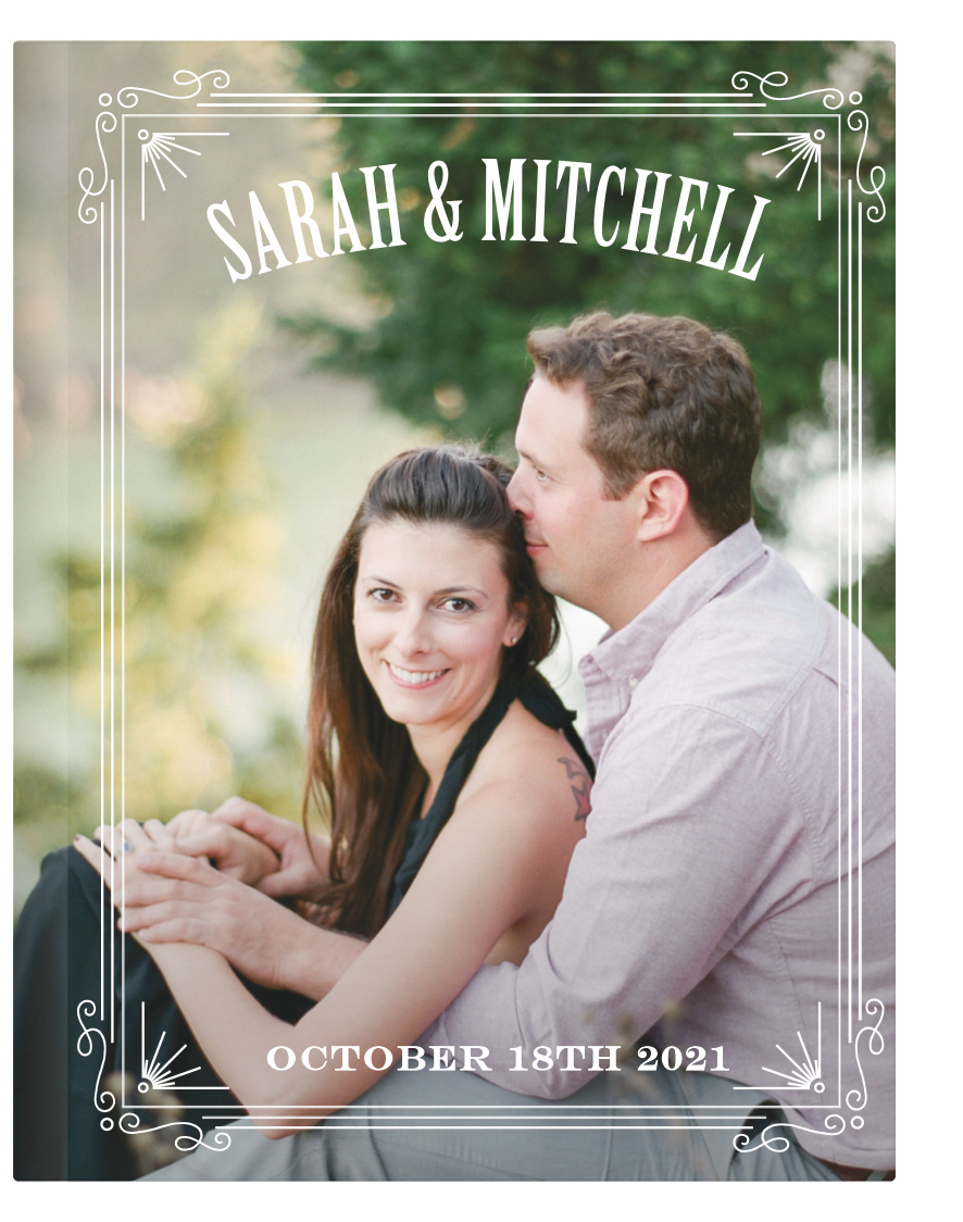 The Border Frame Guest Book card is a gorgeous way to remember the family and friends that celebrated your big day with you. Fill the card with your photo and customize the text to fit your style.