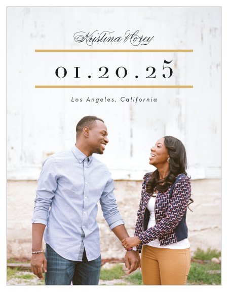 Announce your recent engagement, and upcoming wedding, with our lovely Classic Sophistication Save the Date Cards!