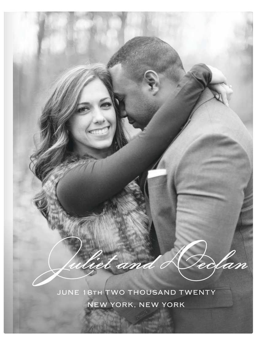 Clean lines and an elegant typeface make the Classic Script Guest Book stand out among announcements. This design features a large area to upload your photo, and best of all, it's easy to customize this book to your specific event with our wide array of color and font choices.