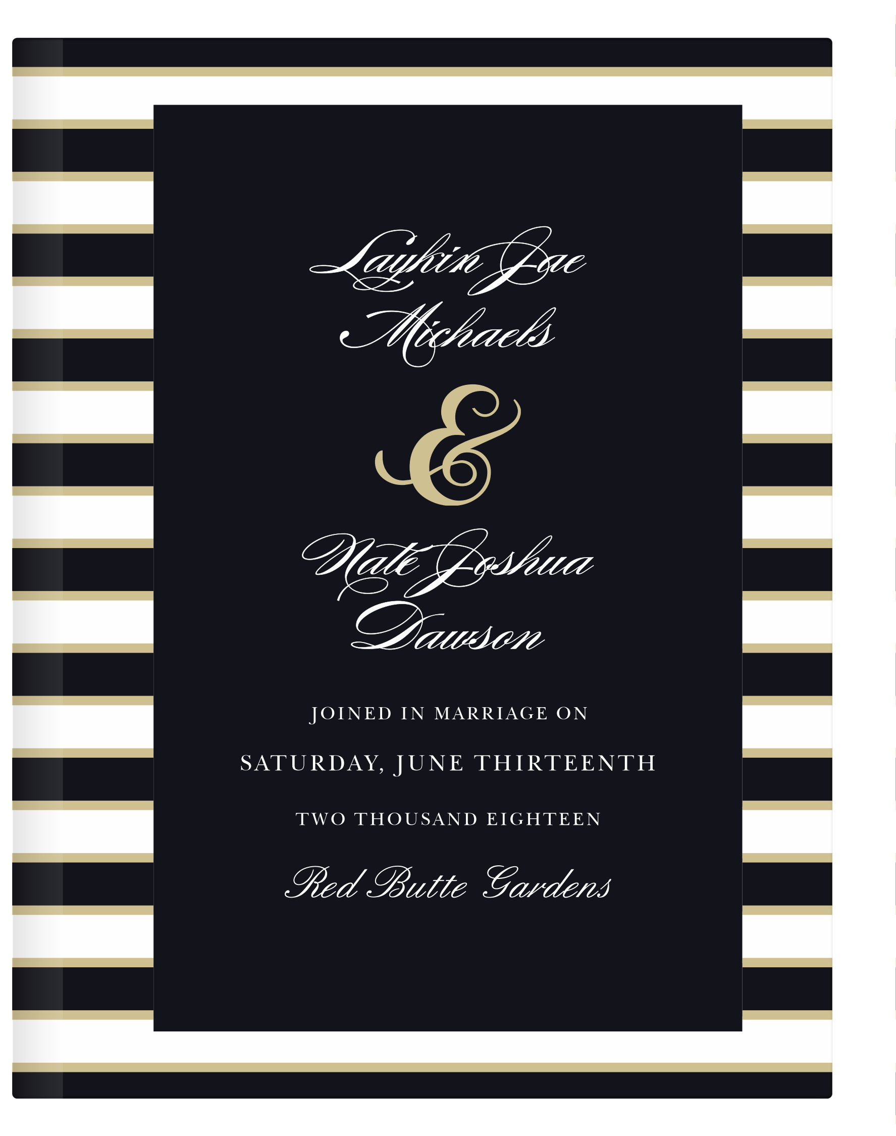 Elegant Gold Stripes Guest Book