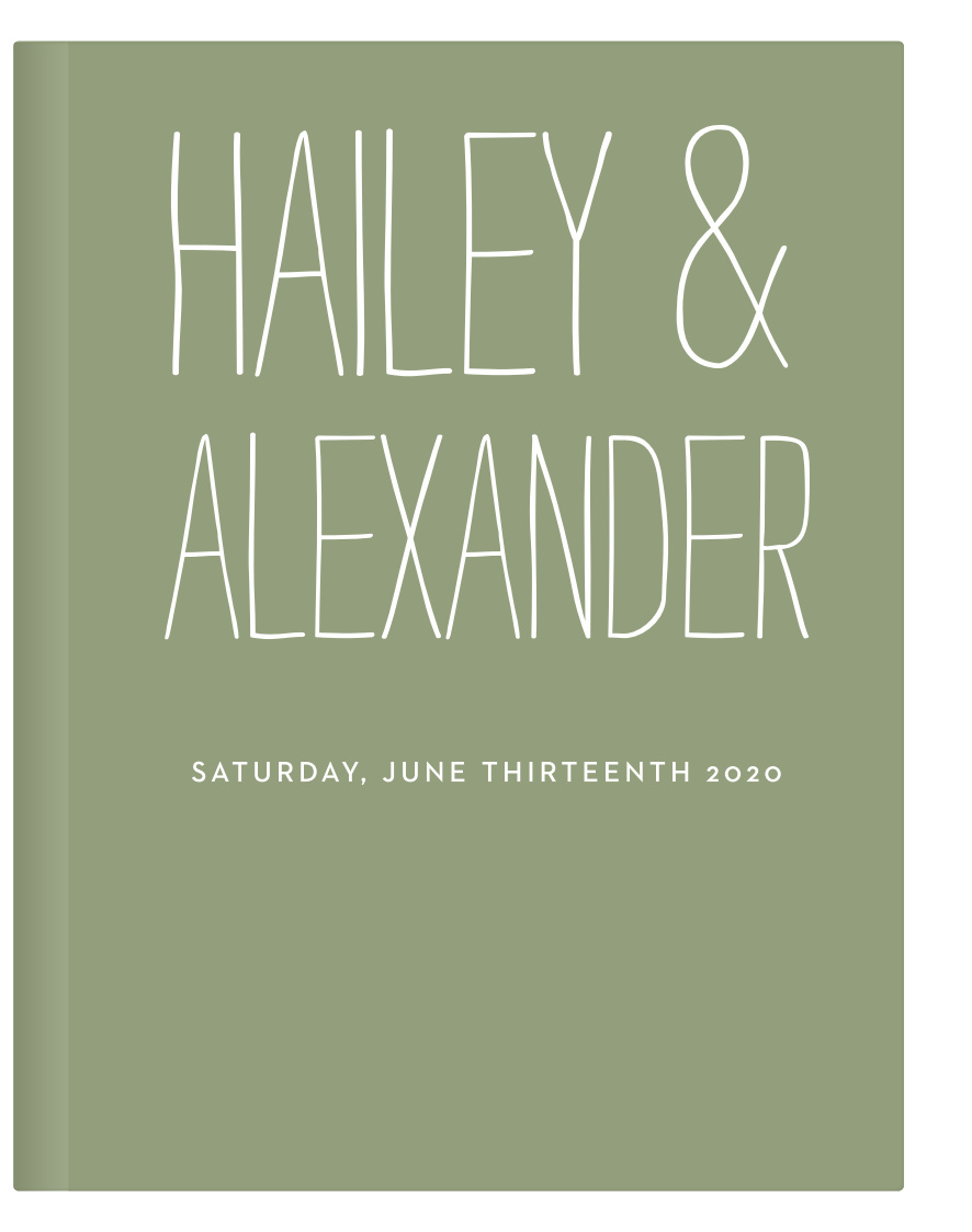 Bold contrast and whimsical font choices make the Rustic Type Guest Book a fun design full of life. Let your personality stand out as you tailor this book's color and type to your one-of-a-kind event.
