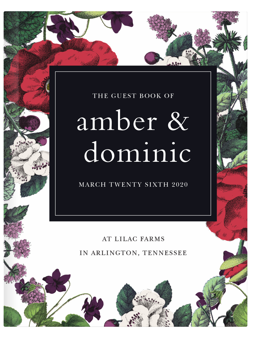 Add a touch of floral to your wedding theme with the beautiful Vintage Botanical Guest Book. Your customized text and colors on a background of various flowers make for a fantastic guest book.