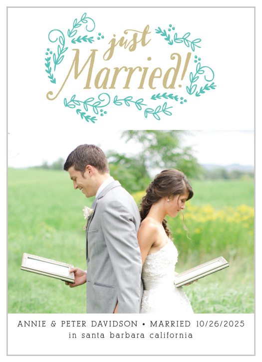 Hand-lettered and illustrated wreaths perfectly adorn a photo of your choosing.