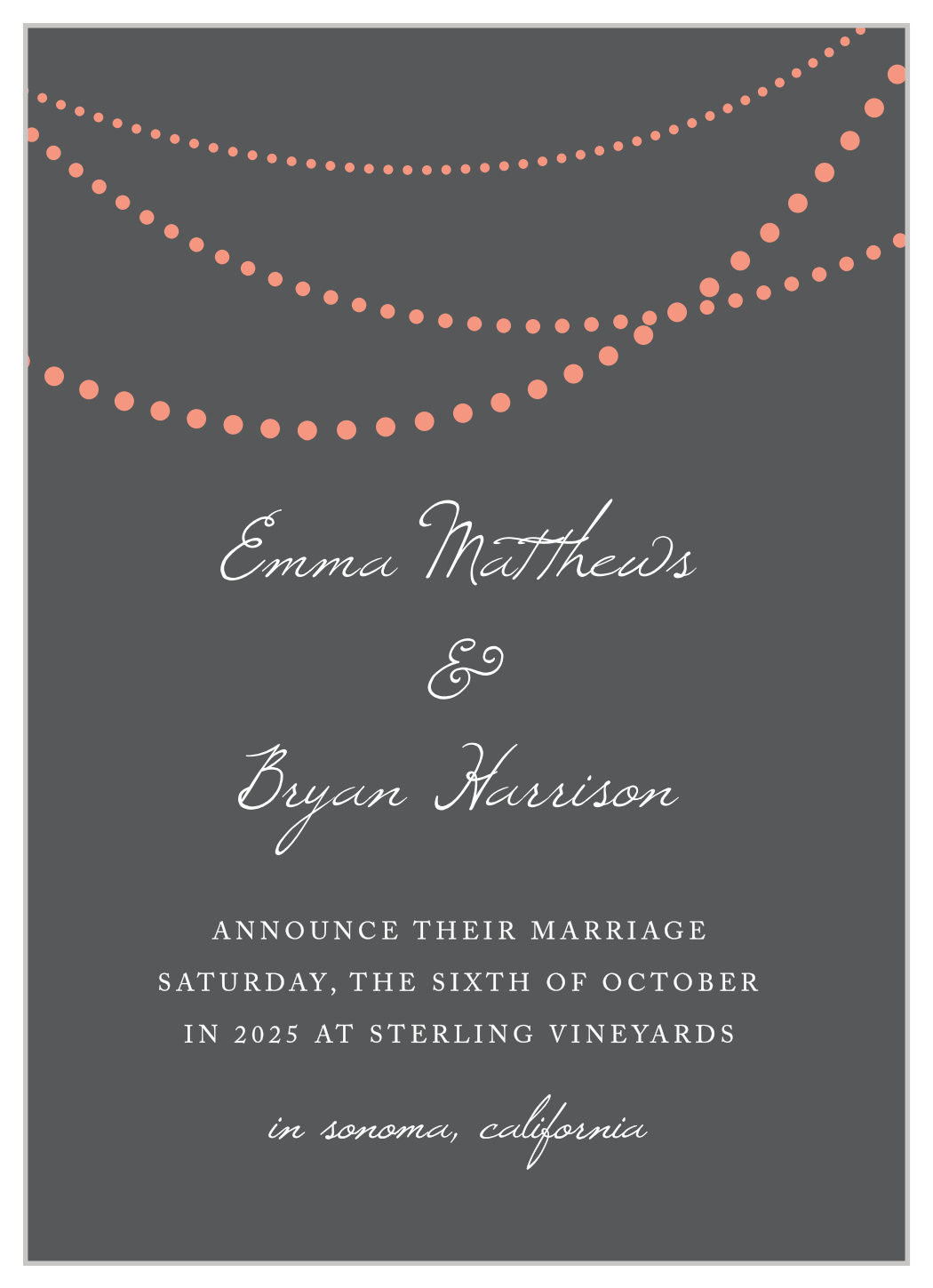 String Lights Wedding Announcements