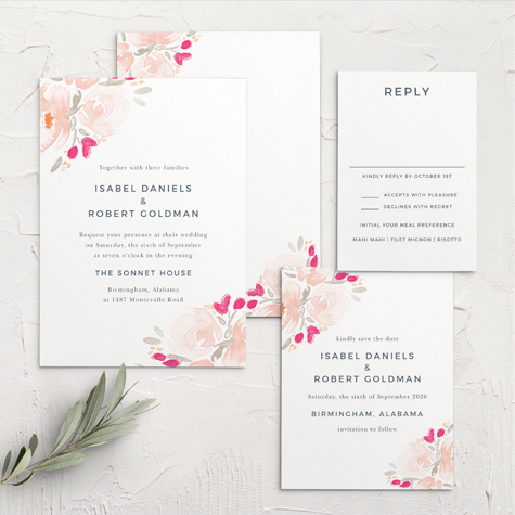 Watercolor Bouquet Wedding Invitations