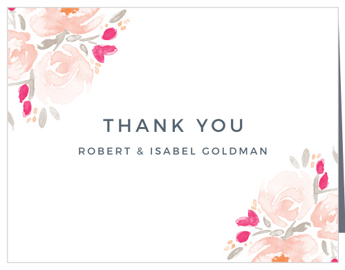Watercolor Bouquet Wedding Thank You Cards
