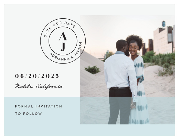 Announce the big day in a way that's all you with our Sheer Stripe Save the Date Cards.