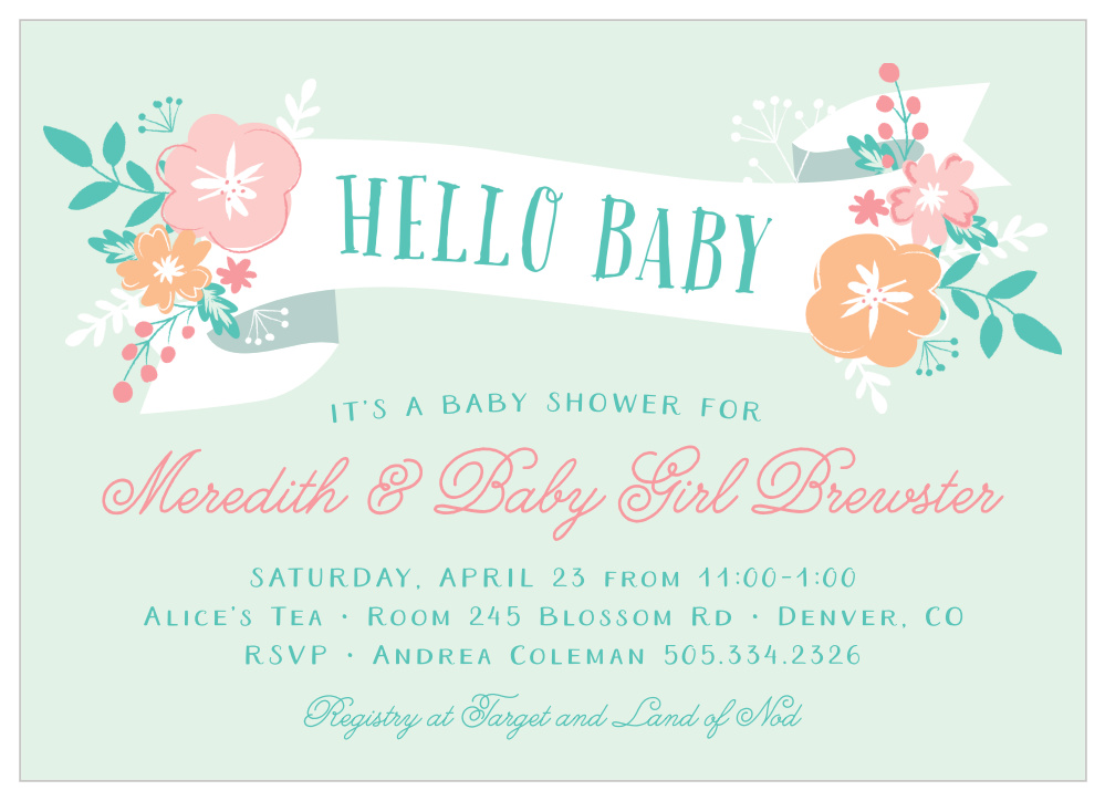 Botanical Hello Baby Shower Invitations