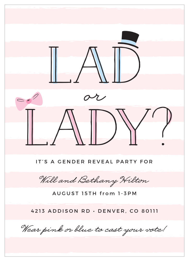 Lad or Lady Baby Shower Invitations