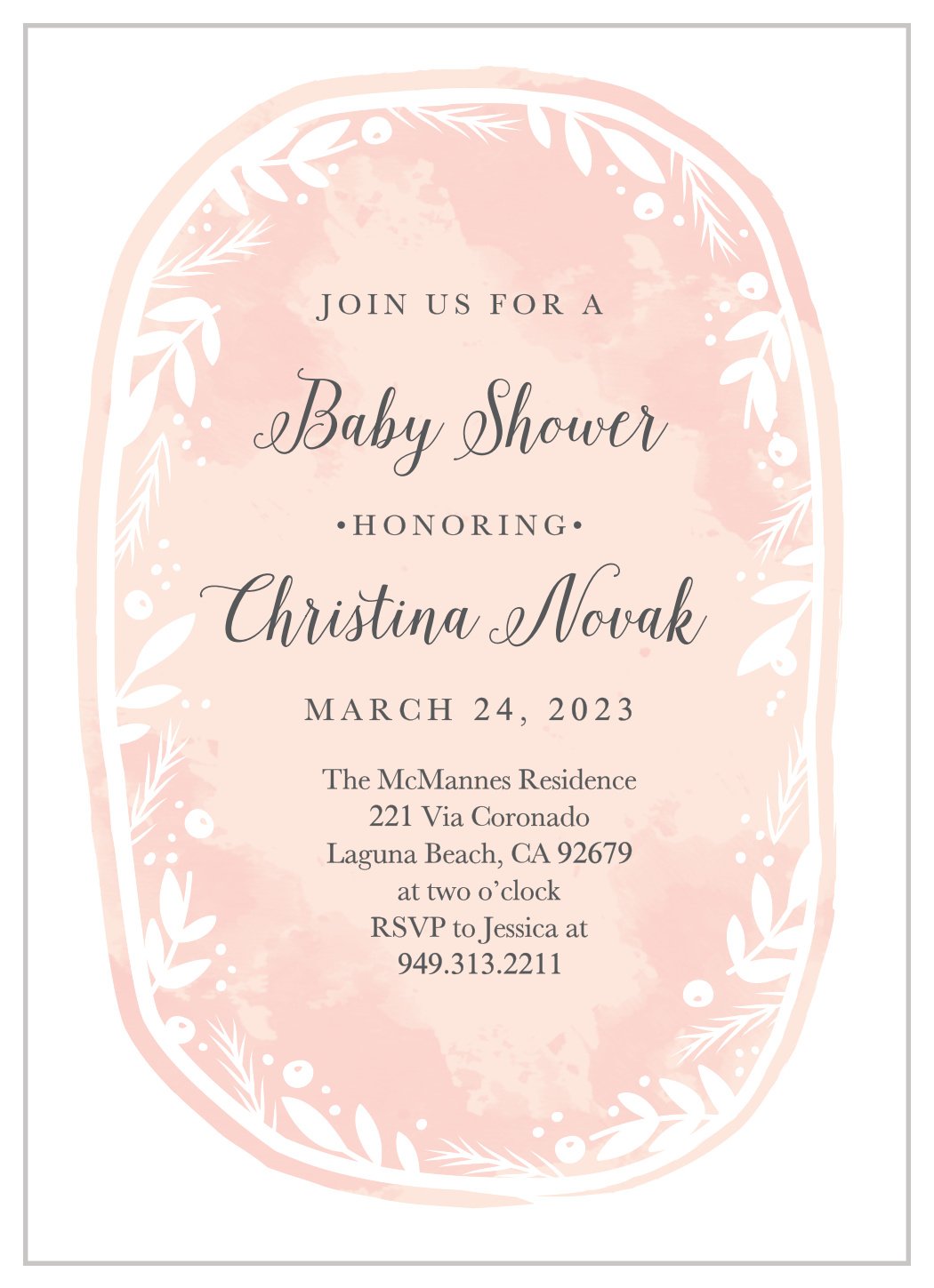 Delicate Wreath Baby Shower Invitations