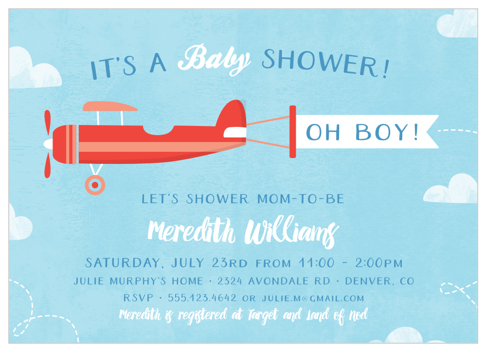 In the Clouds Baby Shower Invitations