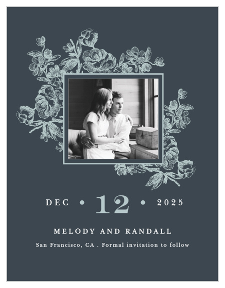 Start your wedding preparation in classic style with our Victorian Square Save the Date Cards.