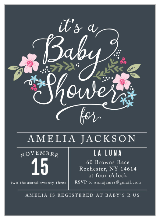 Baby shower store invitation in english