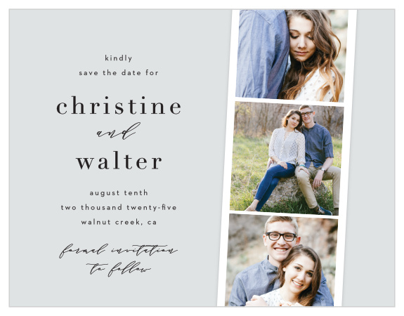Our Cascading Photo Save the Date Cards ensure friends and family mark their calendars for your wedding day.