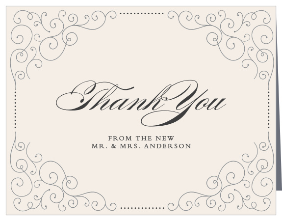 Saying thank you to your family, friends, and guests with the Swirl Frame Thank You Cards will leave a lasting good impression of your wedding.