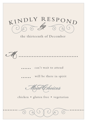 The Swirl Frame Response Cards are an excellent way to get a head count for your upcoming wedding.