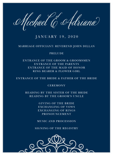 Amaze your guests with your style and organization using the Royal Scrolls Wedding Programs.